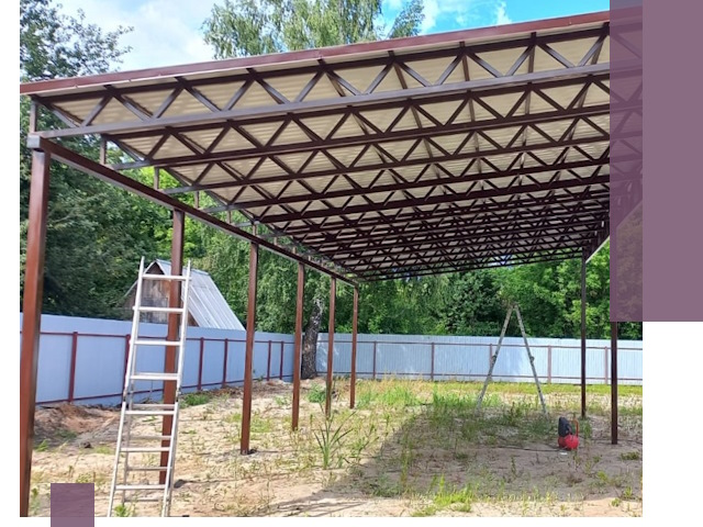 Односкатные навесы под ключ в Тутаеве — изготовление и монтаж