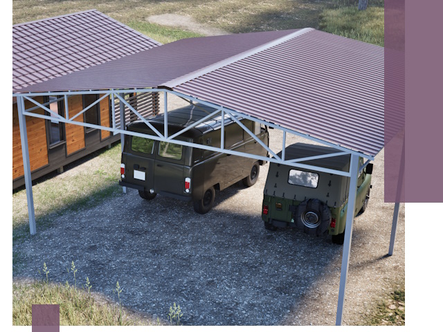 Двускатные навесы под ключ в Тутаеве — изготовление и монтаж